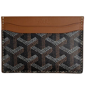 Goyard logo business card holder, case, pass commuter coated canvas, brown, w...